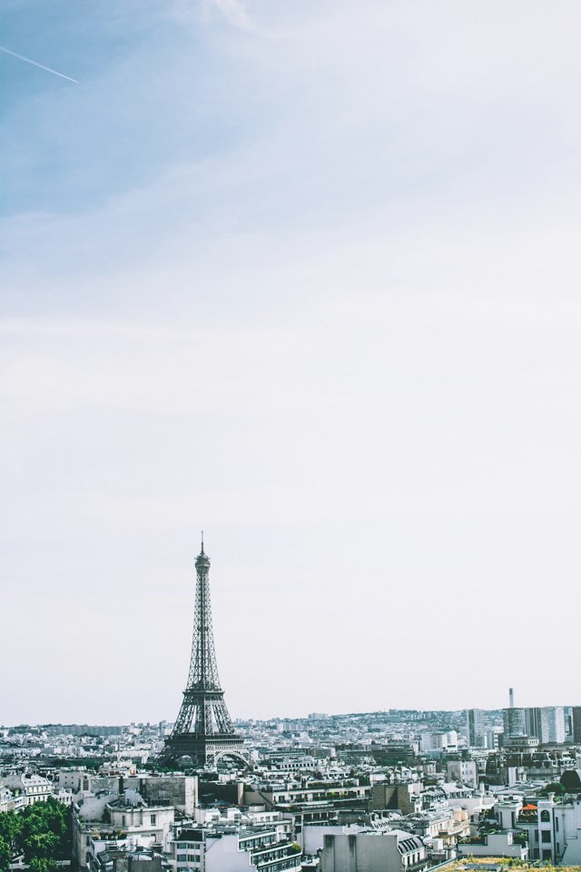 Eiffel Tower above the rooftops of Paris